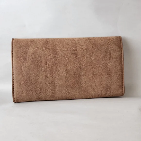 Brown Suade Wallet with Silver Feather Accent - Picture 5 of 5